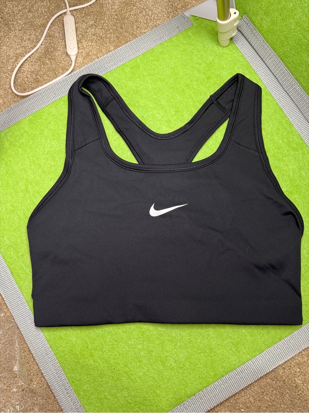 Nike Black Racerback Sports Bra with White Swoosh